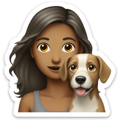 girl with dog outdoors sticker