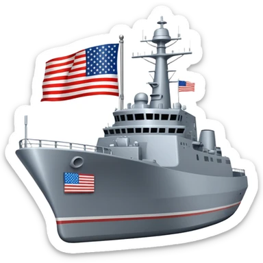 generate a very realistic American modern war ship with little flag sticker
