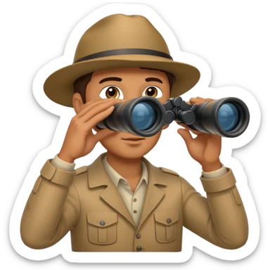 man with binoculars sticker