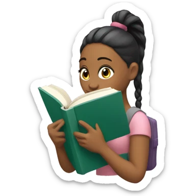 girl with ponytail reading a book  sticker