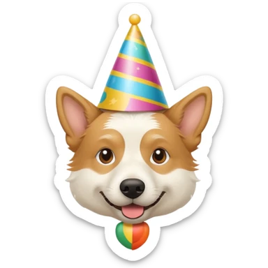 A White belgian dog wearing a party hat.   sticker
