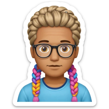 colorful braided hair man with glasses sticker