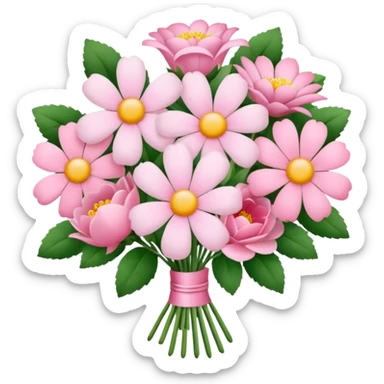 Pink bouquet with simple flower sticker