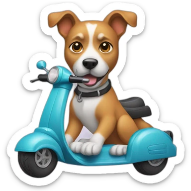 dog driving scooter sticker