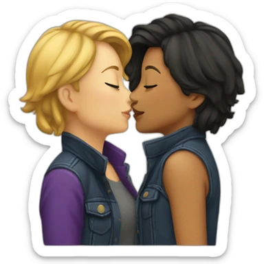 lesbians kiss sticker