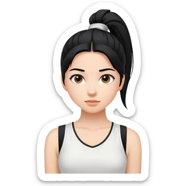 A girl with a high ponytail, a black hair tie, and a sleeveless white top sticker