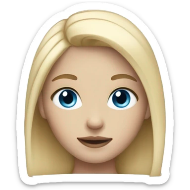 a girl with blue eyes and blond hair and blue body color sticker