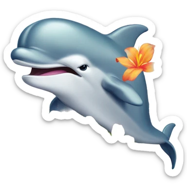 Dolphin with an island flower sticker