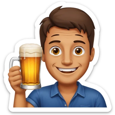 drunk man with a glass of beer sticker