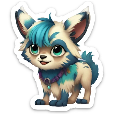 Cool cute Kawaii edgy colorful fantasy animal fursona by griffsnuff & LiLaiRa & Falvie full body sticker