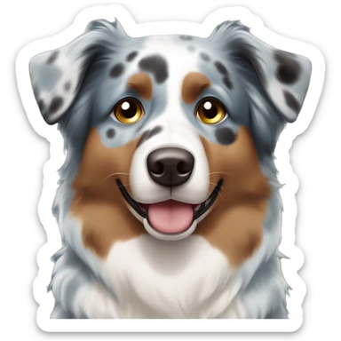 Blue meral Australian shepherd dog with two brown spots above eyes and 1 blue eye and 1 half brownish green half blue eye  sticker