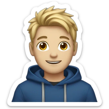 gamer boy in dark blue hoodie waving hello sticker