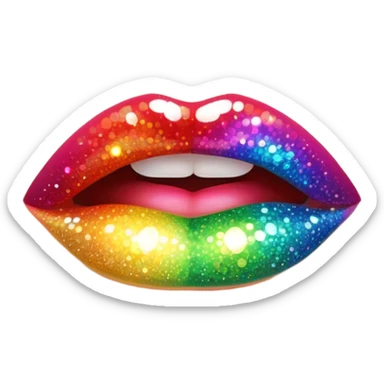 rainbow sparkles on lush, full lips. Lips only sticker