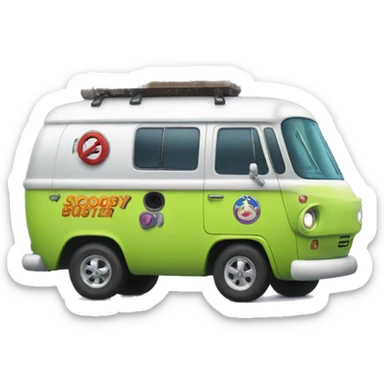 Scooby and the meddling kids monster ,ghost busters,hippie van. sticker
