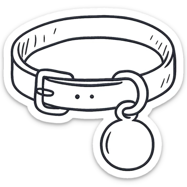 hand drawn outlined dog collar icon sticker