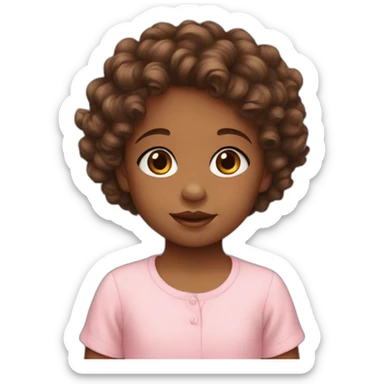 Baby Girl with Brown Short Curls sticker