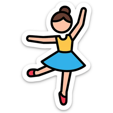 ballerina icon with color outline sticker