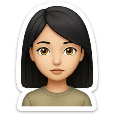 Olive skin girl with medium straight black hair  sticker