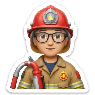Fireman with glasses fire sticker