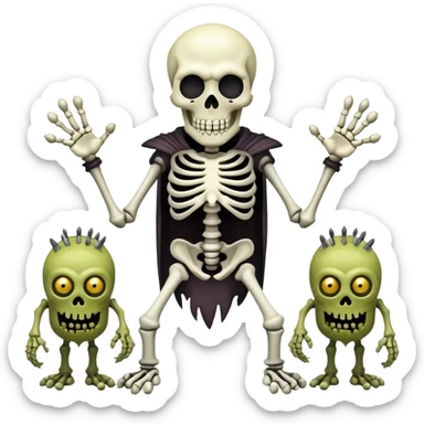 evil undead skeleton overlord with zombie minions sticker