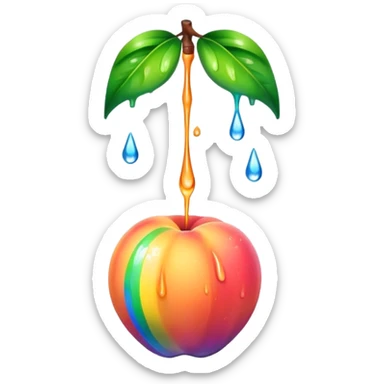 Wet rainbow dripping peach sticker