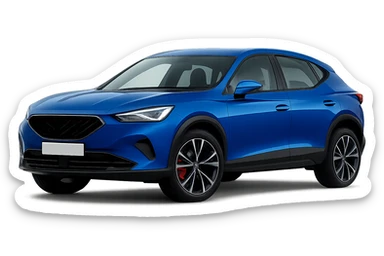 Change the car color to a bright navy blue that is vivid and rich, not too dark or washed out. Keep the background transparent and remove the logo. Preserve all original details and style of the car in the image. sticker