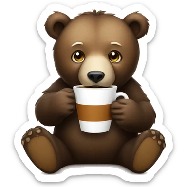 bear drinking coffee sticker