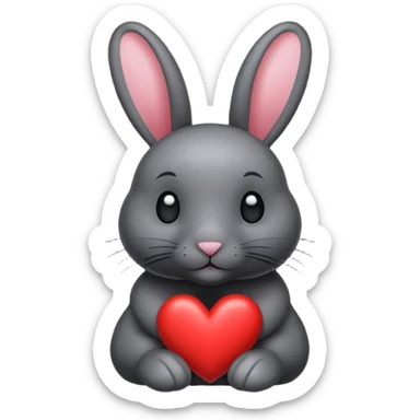 Lapin noir avec des cœur  sticker