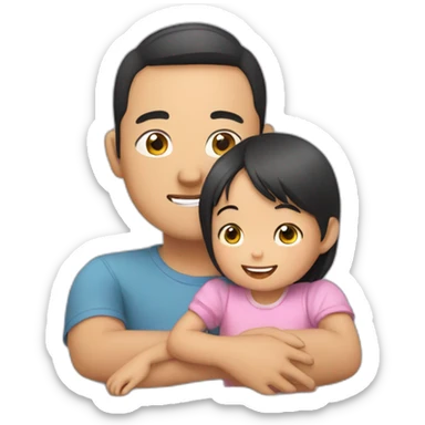 asian man babysitting an asian 2 year old girl sticker