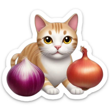 Cat with red onion sticker