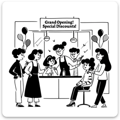 discount, event, customer attraction for hair salon marketing sticker