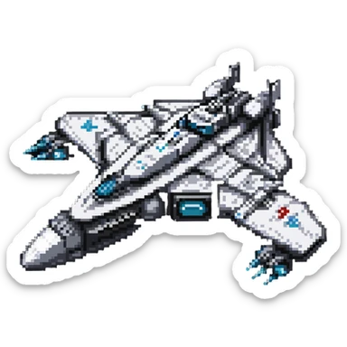 Battleship-style space cruiser with weapons and armor plating sticker
