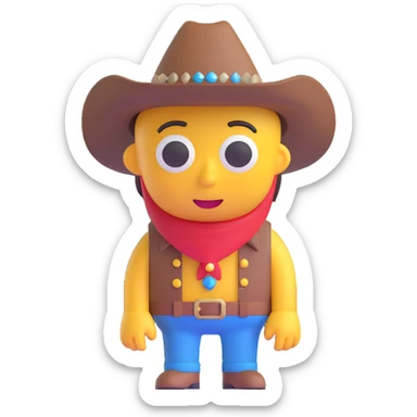 heartbroken cowboy, 3D emoji style, teardrop, wearing cowboy hat sticker