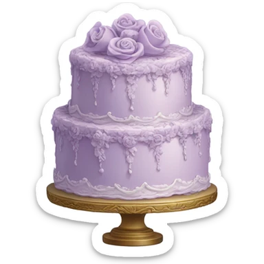 Highly detailed light lavender cake with flowers rococo sticker
