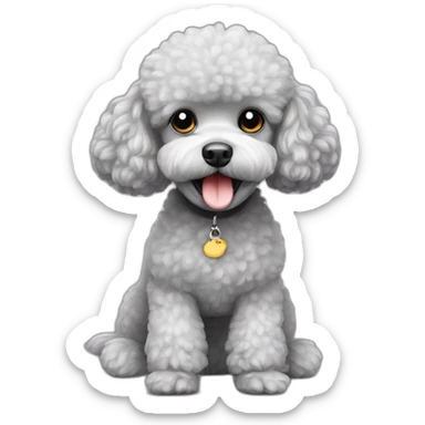 Toy poodle with grey toy mouse sticker