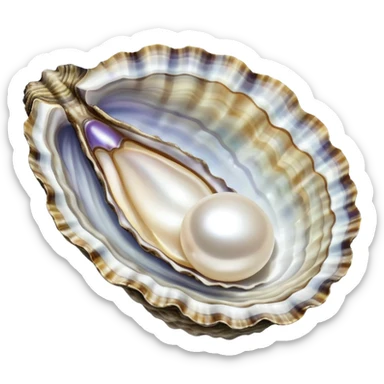 beautiful oyster with a shiny pearl pearl inside sticker