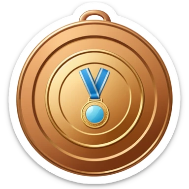 gold medal with bandage and a magnified engraved on it sticker