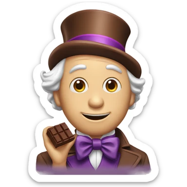 Willy Wonka with a chocolate  sticker