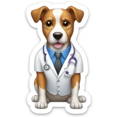 dog at veterinary exam table sticker