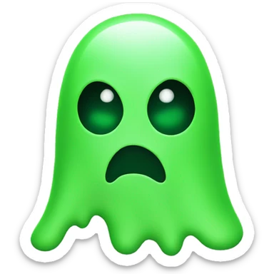 Toxic green ghost with a sad face sticker