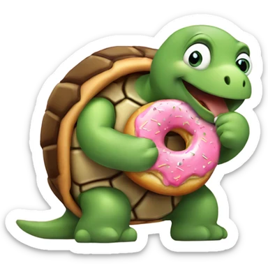 Turtle eating a doughnut sticker