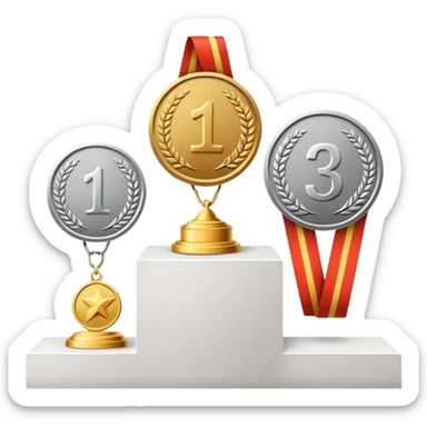 1st 2nd 3rd place podium with gold, silver, and bronze medals sticker