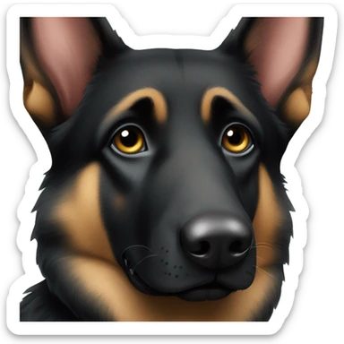 Black German shepherd with puppy dog eyes sticker