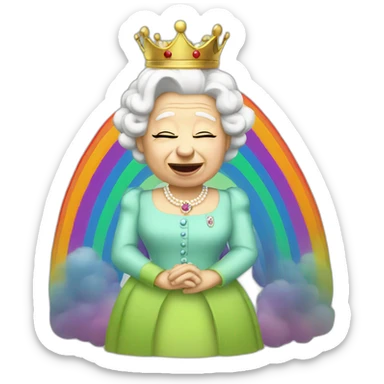 The Queen puking a rainbow sticker