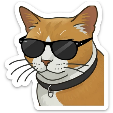 Cat with sunglasses and tulip sticker