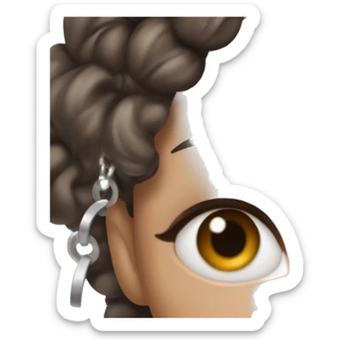 girl with freckles and hazel green eyes dark brown hair black nose ring and small silver hoops in ears  sticker