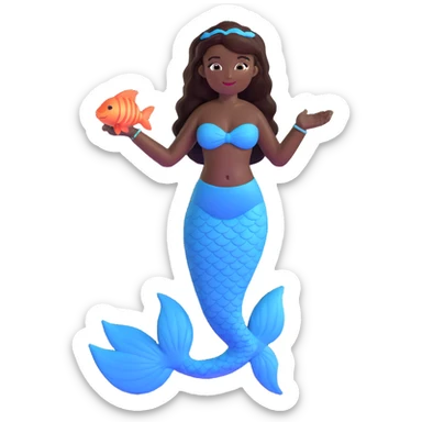 full body black mermaid with dark skin and fish tail sticker