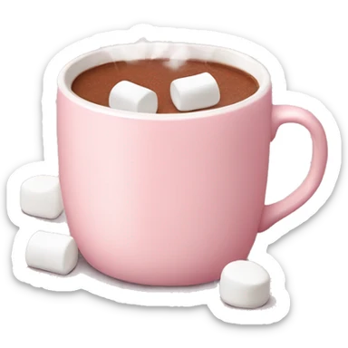 Light Pink mug of hot chocolate with marshmallows  sticker