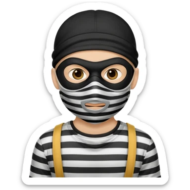 thief, with stripped shirt, facemask, thief mask. sticker