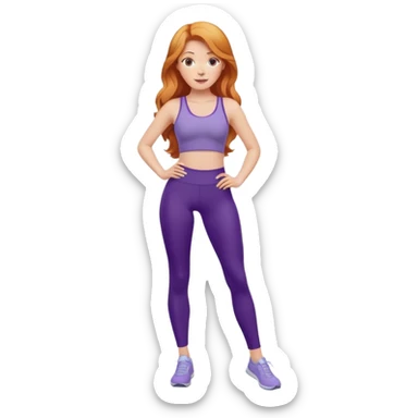Strawberry blonde woman in purple leggings  sticker